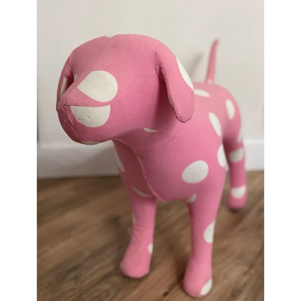 VTG RARE Victoria's Secret Pink XL Display Dog Pink/white Polka Dot 25.5